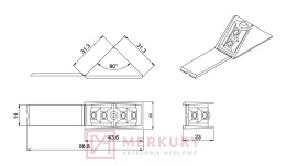 Kątownik montażowy podwójny 1002 ciemny brąz 31x20mm MERKURY Akcesoria Meblowe