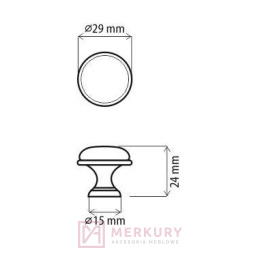 Gałka meblowa DG19-011, porcelana mleczna ze złotą plecionką, fi 29mm