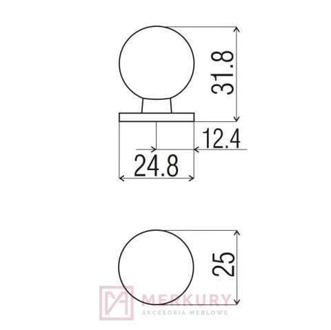 Gałka meblowa DG32 czarny połysk MERKURY Akcesoria Meblowe