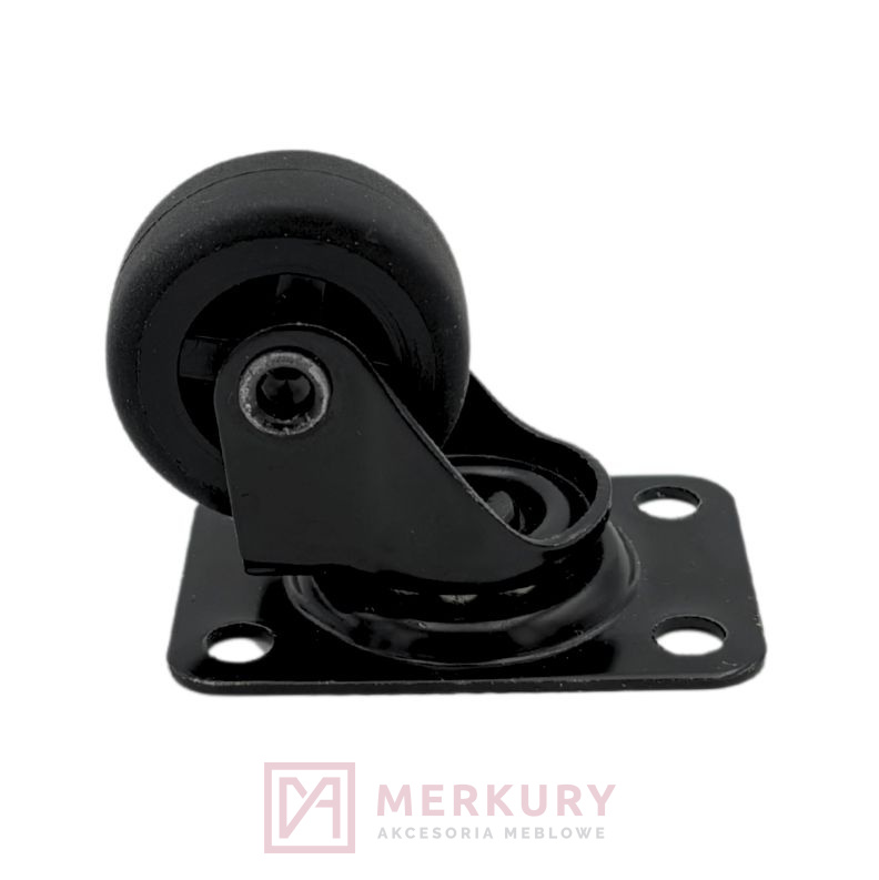 Kółko meblowe gumowe bez hamulca KM-04, fi 30mm, czarny