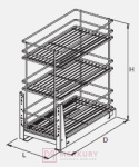 Kosz Cargo mini 3-poziomowy W-2312M srebrny 500mm MERKURY Akcesoria Meblowe