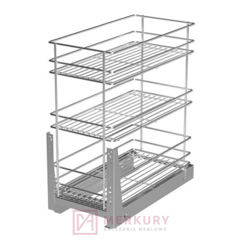 Kosz Cargo mini 3-poziomowy W-2312M srebrny 500mm MERKURY Akcesoria Meblowe