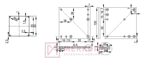 Noga stołowa kwadratowa TB04.1631.07.035 60x60 aluminium mat H-710mm MERKURY Akcesoria Meblowe