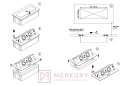 Przedłużacz biurkowy wpuszczany ELEKTRIMA KWADRO 3 gniazda MERKURY Akcesoria Meblowe