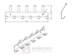 Wieszak na ubrania CUBE czarny mat 317x96mm MERKURY Akcesoria Meblowe