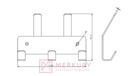 Wieszak na ubrania CUBE czarny mat 136x92mm MERKURY Akcesoria Meblowe