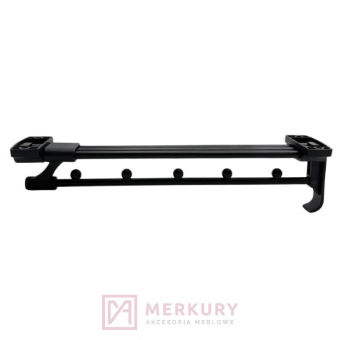 Wieszak wysuwany do szafy z kulkami L-450mm czarny MERKURY Akcesoria Meblowe