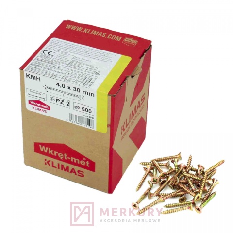 Wkręt hartowany z łbem stożkowym 3,0x16mm KMH 2000szt MERKURY Akcesoria Meblowe