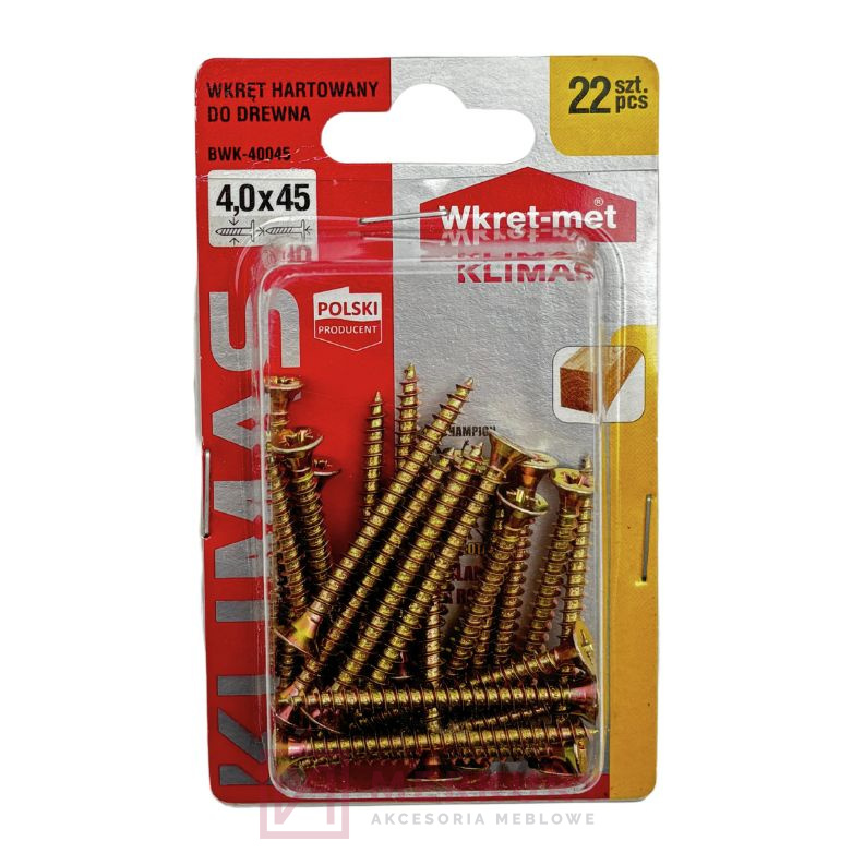 Wkręty do drewna hartowane 4,0x45 BWK, blister, 22szt