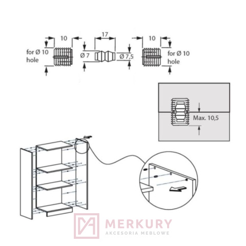 Złącze zatrzaskowe BONE 1x trzpień 11.06.016-0 + 2x mufa 11.06.015-0 biały