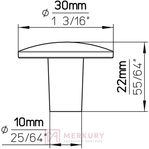 Gałka meblowa 2087F czarny mat fi 30mm MERKURY Akcesoria Meblowe