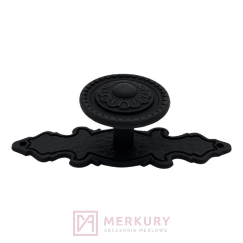 Gałka meblowa GA11 z szyldem SD02 czarny mat fi 35mm MERKURY Akcesoria Meblowe