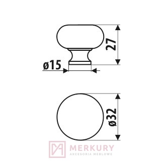 Gałka meblowa GP16 stare złoto fi 32mm MERKURY Akcesoria Meblowe