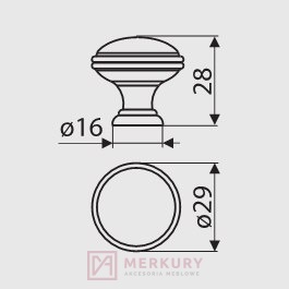 Gałka meblowa GR49 biała ze złotymi przetarciami fi 29mm MERKURY Akcesoria Meblowe