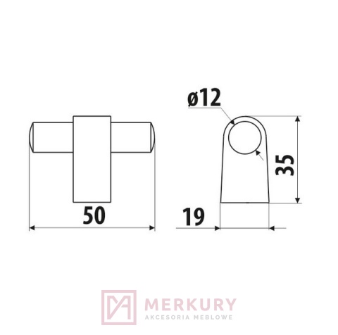 Gałka meblowa GS44 czarny mat MERKURY Akcesoria Meblowe