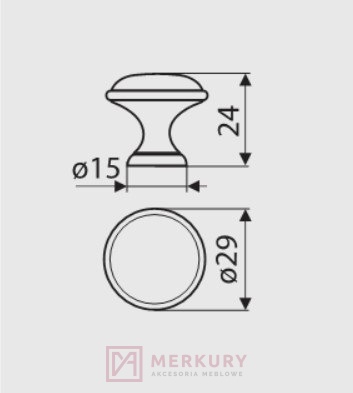 Gałka porcelanowa GP19 stare złoto porcelana mleczna z dekorem fi 29mm MERKURY Akcesoria Meblowe