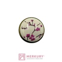 Gałka meblowa GP19 mleczna porcelana z różowym kwiatem stare złoto fi 29mm MERKURY Akcesoria Meblowe