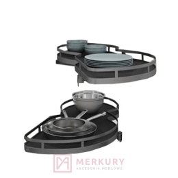 Kosz do szafki narożnej (nerka) 600/1200 antracyt prawy MERKURY Akcesoria Meblowe