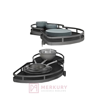 Kosz do szafki narożnej (nerka) 600/1200 antracyt prawy MERKURY Akcesoria Meblowe