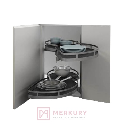 Kosz do szafki narożnej (nerka) 600/1200 antracyt prawy MERKURY Akcesoria Meblowe