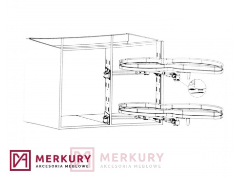 Kosz do szafki narożnej (nerka) 600/1200 antracyt prawy MERKURY Akcesoria Meblowe