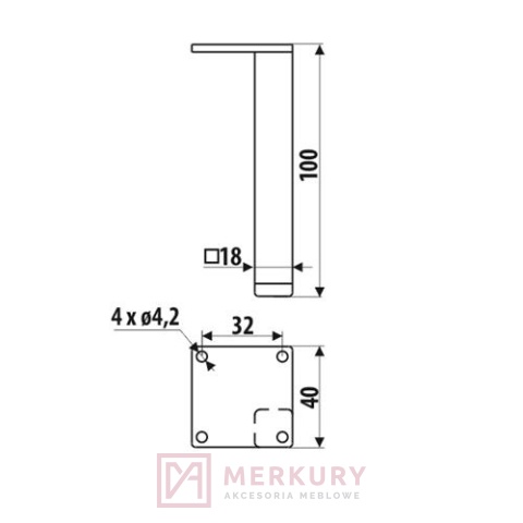 Nóżka meblowa NS45 złoty H-100mm