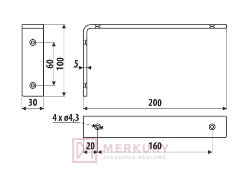 Podpórka kątownik do półek GAMET MP13 biały mat 10x20mm MERKURY Akcesoria Meblowe