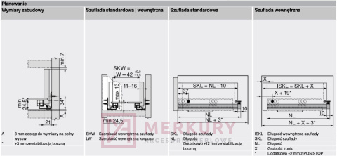 Prowadnica TANDEM BLUMOTION BLUM 550H5000B, częściowy wysuw, 500mm SKLEP INTERNETOWY MERKURY AKCESORIA MEBLOWE