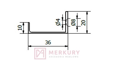 Uchwyt krawędziowy U9 biały połysk 120mm MERKURY Akcesoria Meblowe