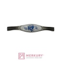 Uchwyt porcelanowy UP17 stare srebro porcelana niebieski kwiatek 96mm MERKURY Akcesoria Meblowe