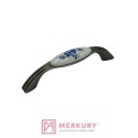 Uchwyt porcelanowy UP17 stare srebro porcelana niebieski kwiatek 96mm MERKURY Akcesoria Meblowe
