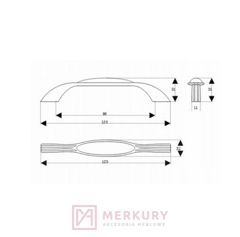 Uchwyt porcelanowy UP17 stare srebro porcelana niebieski kwiatek 96mm MERKURY Akcesoria Meblowe