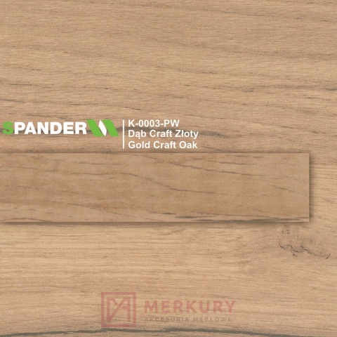 Obrzeże meblowe ABS 43mm, dąb craft złoty K-0003-PW Spander