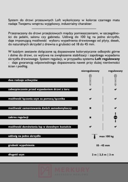 Regulowany System Przesuwny LOFT zestaw 1 drzwi LAGUNA 4122, 2m