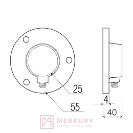 Rozetka do rury mocowanie drążka fi25mm, chrom połysk