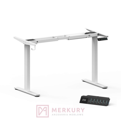 Stelaż biurka MULTI regulowany elektrycznie, H=72-120cm biały dwusilnikowy MERKURY AM Izdebnik
