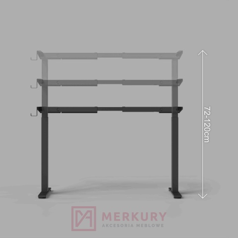 Stelaż biurka MULTI regulowany elektrycznie, H=72-120cm czarny dwusilnikowy MERKURY AM Izdebnik