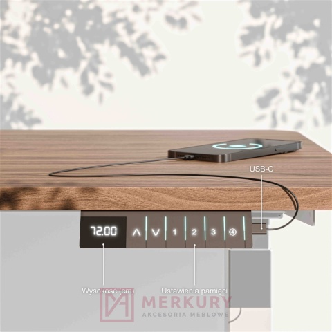 Stelaż biurka MULTI regulowany elektrycznie, H=72-120cm biały dwusilnikowy MERKURY AM Izdebnik