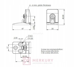 Zawias nieprzelotowy góra/doł do szklanych drzwi SISO SQUARE 15.06.211-5, aluminium