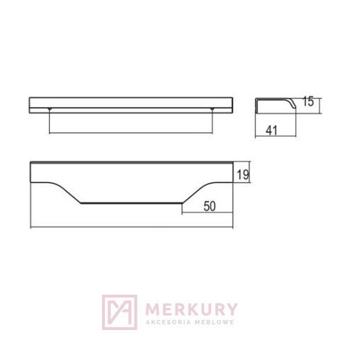 Uchwyt krawędziowy UA110, inox, 346mm