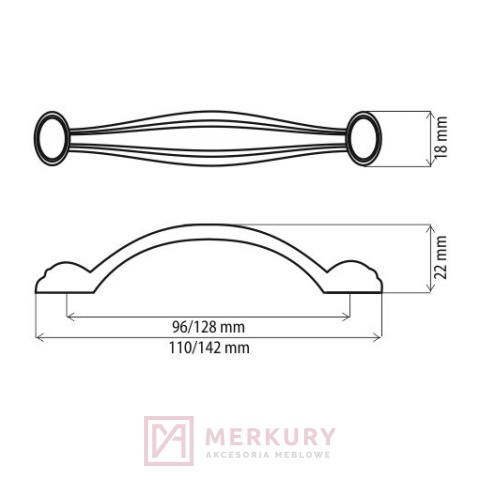 Uchwyt meblowy DUR10, stare złoto, DC, sklep internetowy MERKURY Akcesoria Meblowe Mariusz Adamczyk