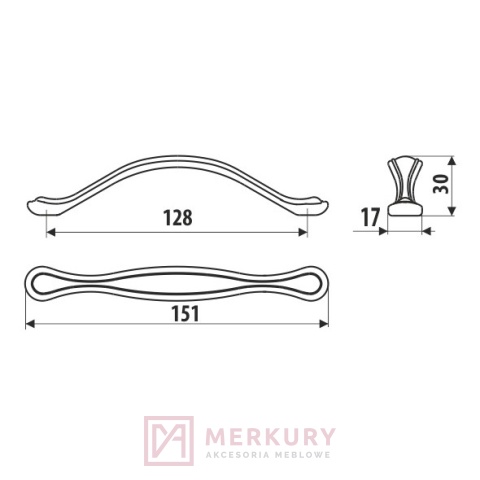 Uchwyt meblowy UR50, złoty mat szczotkowany, 128mm
