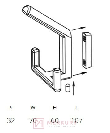 Wieszak meblowy dwuramienny NOX Z-5459, kaszmir