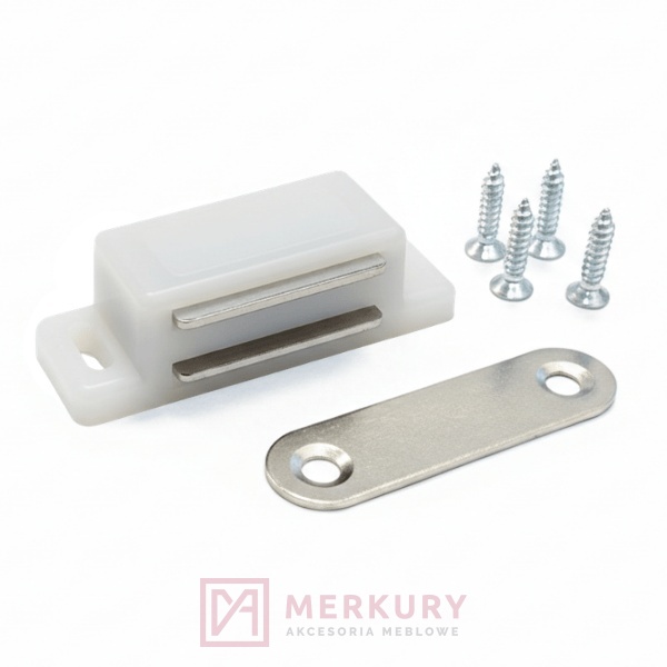 Zatrzask meblowy magnetyczny magnes, 45x15mm, biały