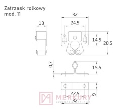 Zatrzask meblowy rolkowy do drzwi, żółty ocynk