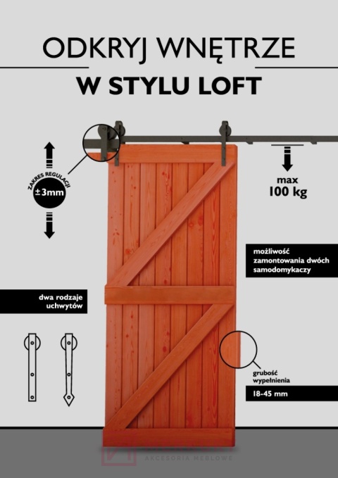 Regulowany System Przesuwny zestaw LAGUNA 4122, 3 m - gotowy zestaw LOFT