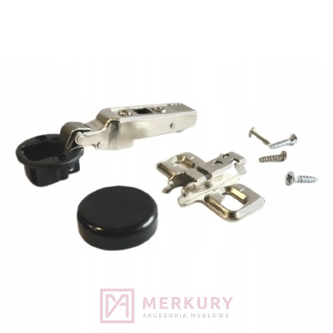 Zawias meblowy nakładany CLIP 75T4100 drzwi szklane + prowadnik + zaślepka