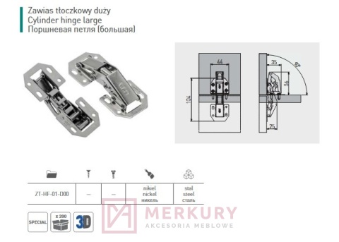 Zawias meblowy tłoczkowy duży GTV ZT-HF-01-M00