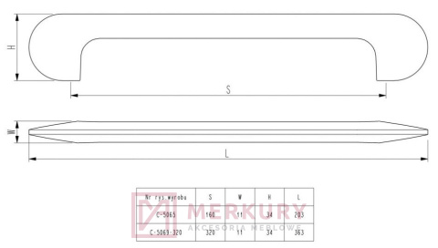 C-5069 Uchwyt meblowy LETTO, G77 złoty mat, NOMET, sklep internetowy MERKURY Akcesoria Meblowe Mariusz Adamczyk