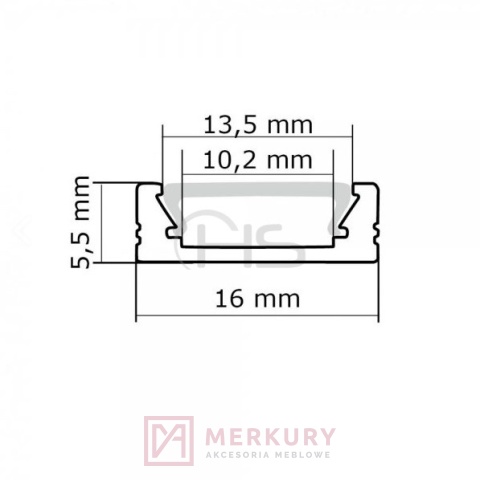 Profil do LED nawierzchniowy PLA-NA5, aluminium, 2m